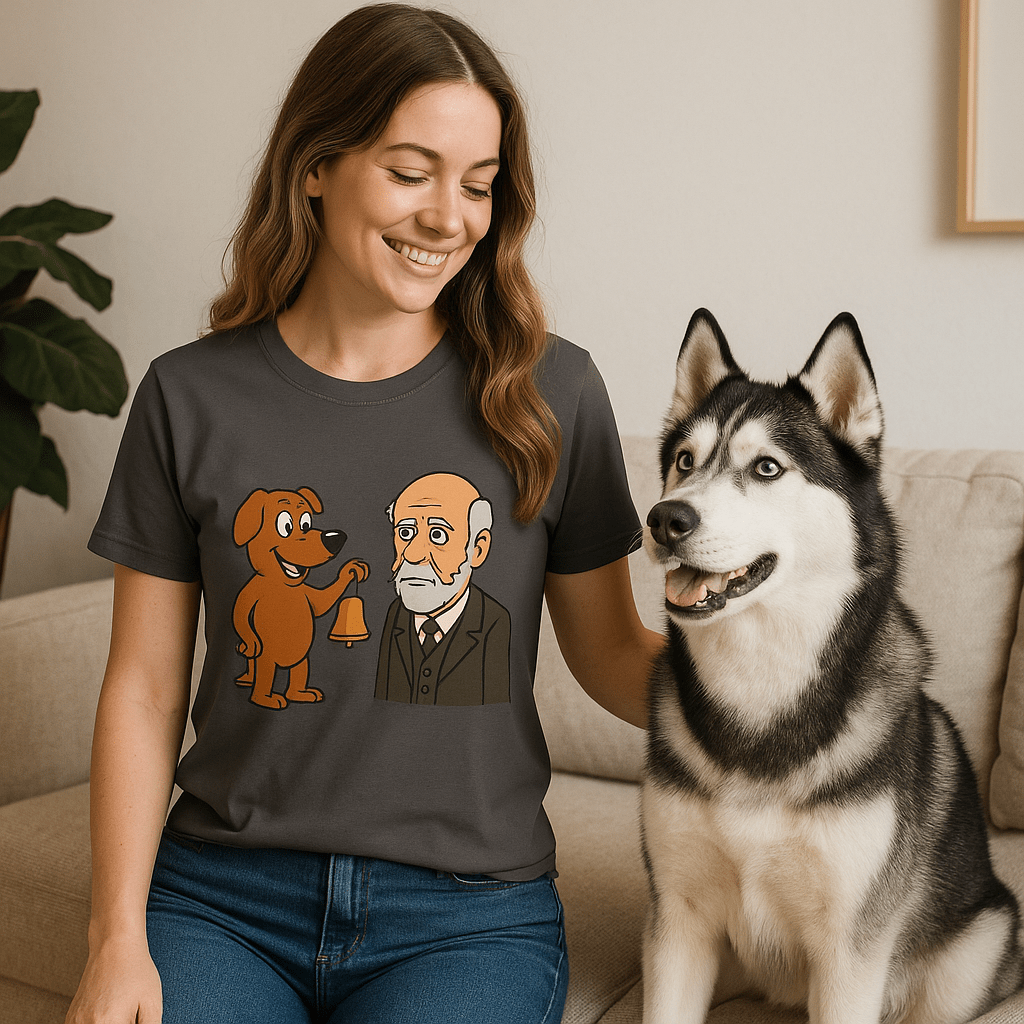 Person wearing dog-themed graphic tee with husky - Loose Leash Co."